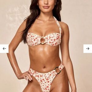 Monday Swimwear Floral Ring Bikini in Cream and Red